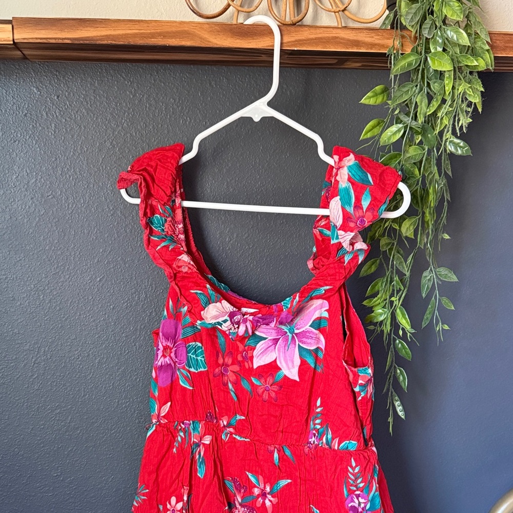 Old Navy Floral Red Ruffle Sleeveless Dress